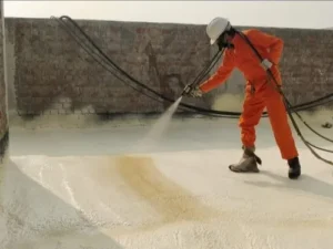 spray-foam being applied to roof